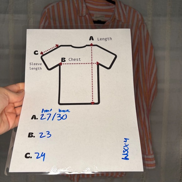 Universal Thread Striped Button Down Women L Orange Pink Excellent Linen Blend - Picture 5 of 6